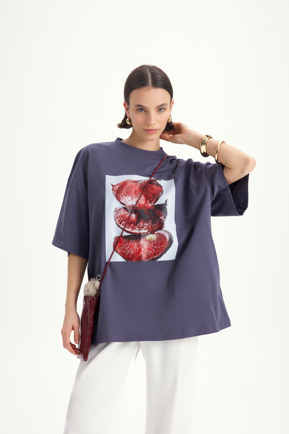Pomelo Oversize Füme T-Shirt