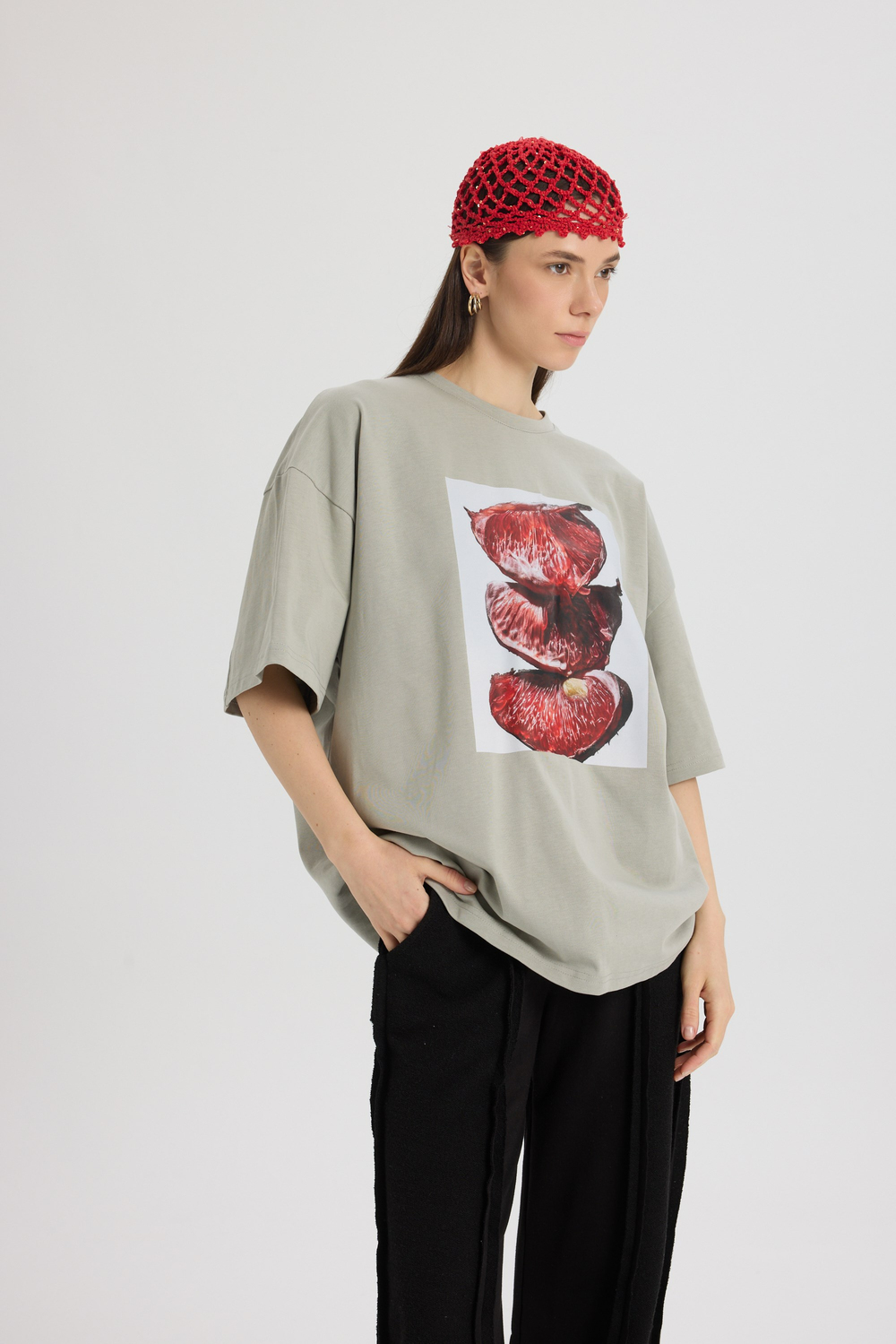 Pomelo Oversize Gri T-Shirt