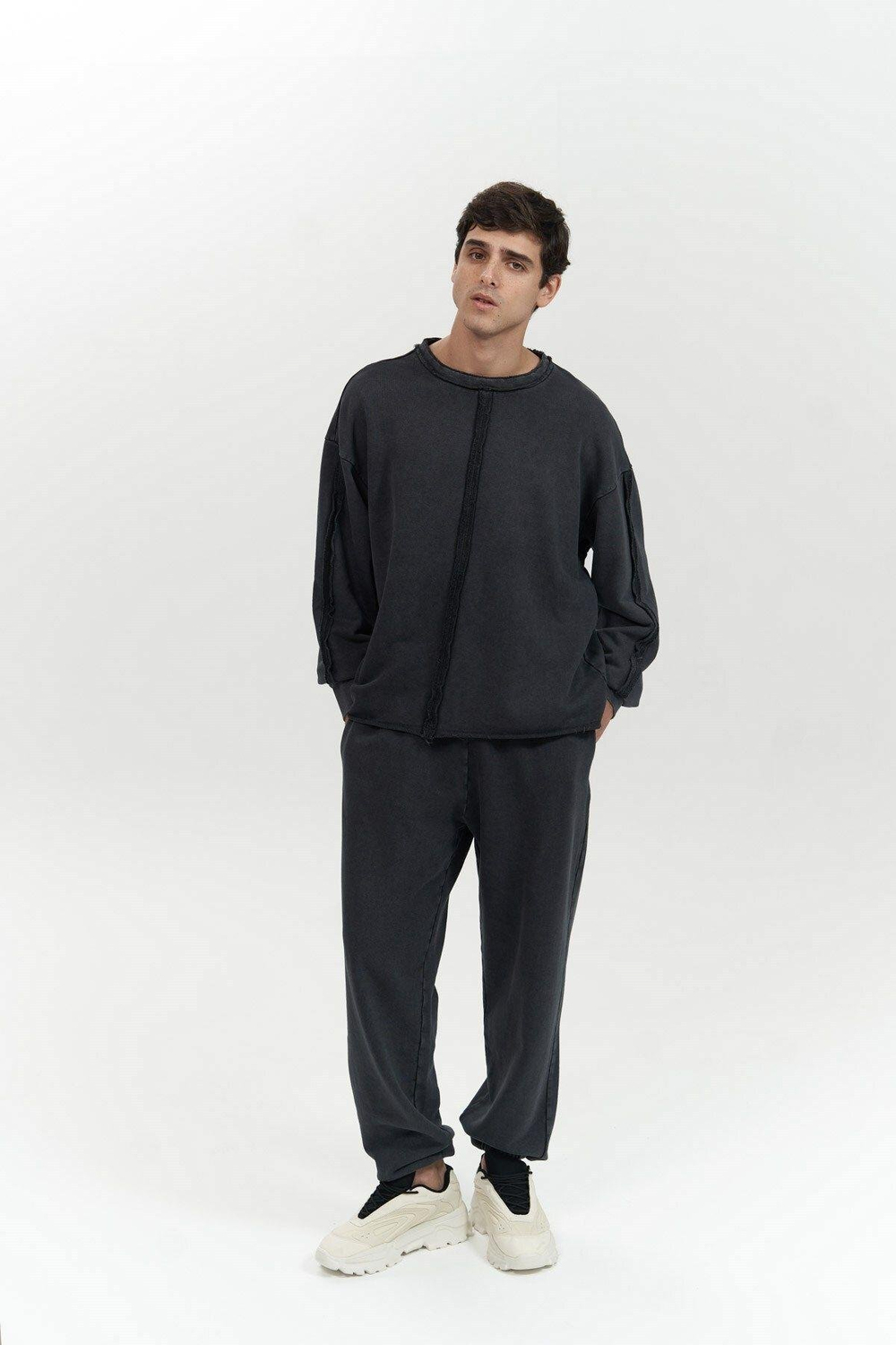 Renee Yıkamalı Siyah Erkek Eşofman Takım