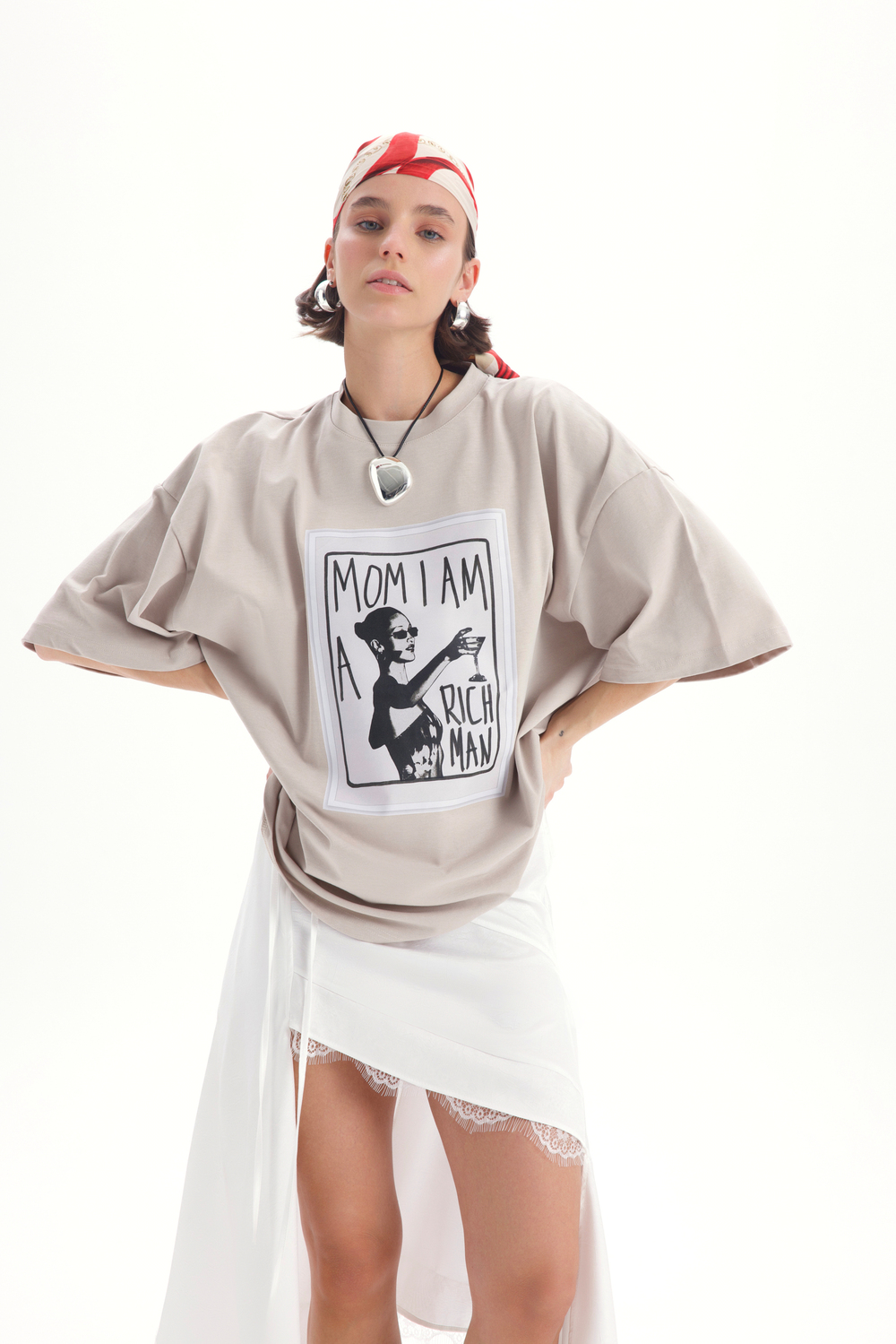 Rich Woman Oversize Taş T-Shirt