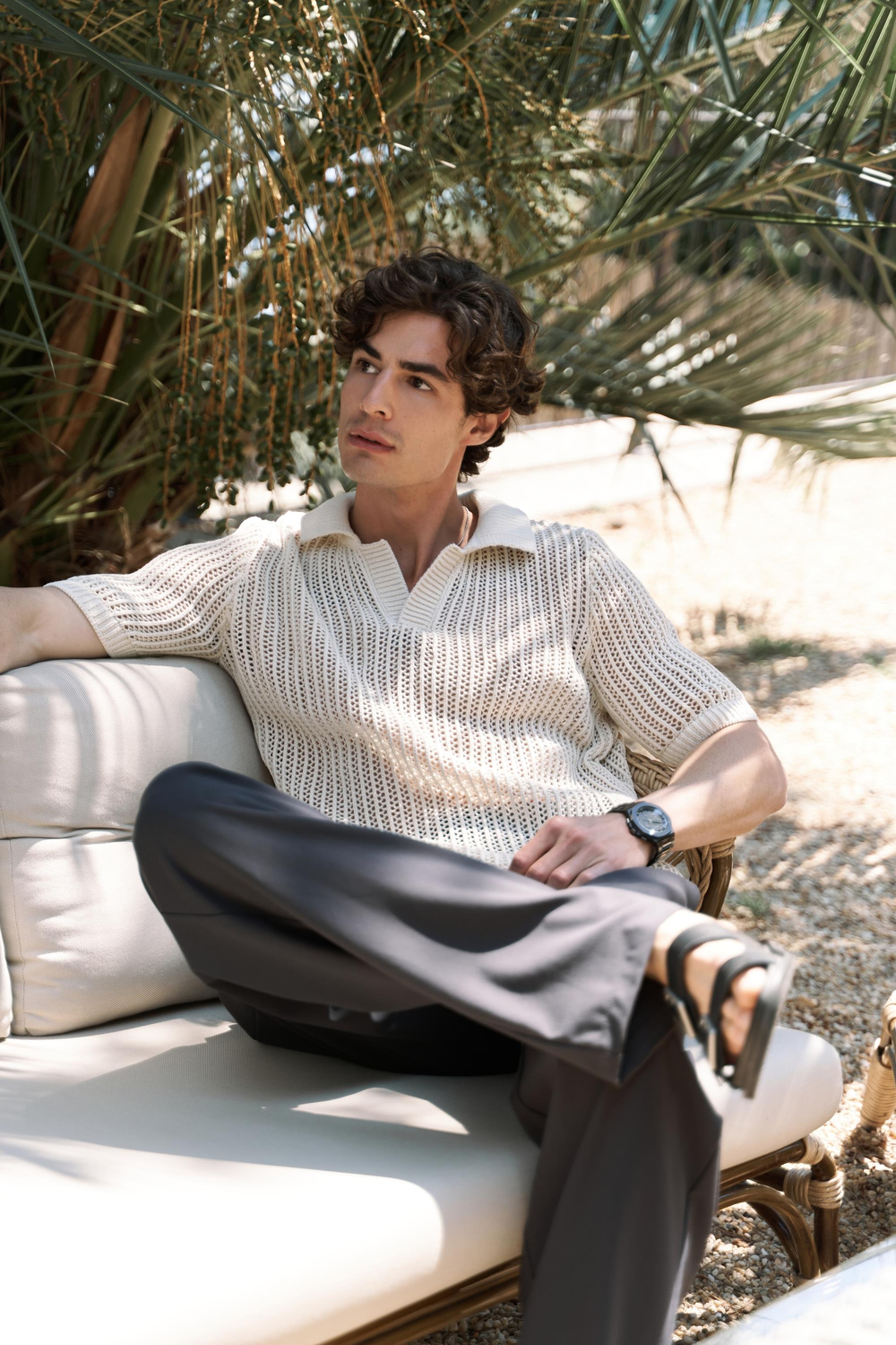 Robert Erkek Polo Yaka Naturel Triko T-Shirt