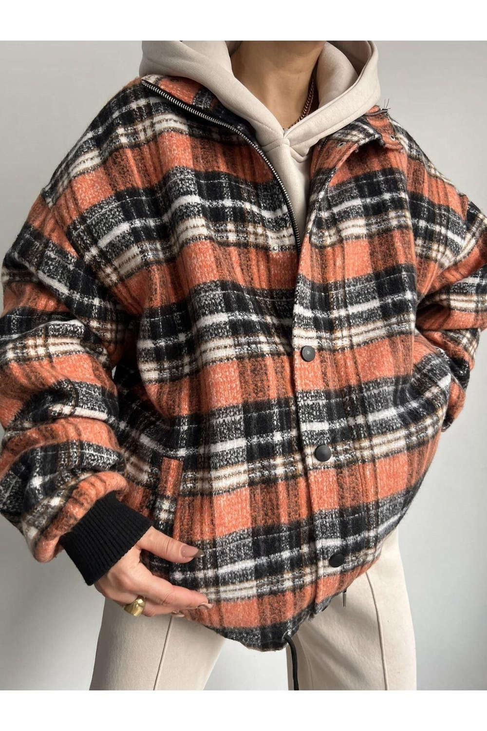 Snoopy Turuncu Oduncu Fermuarlı Ceket