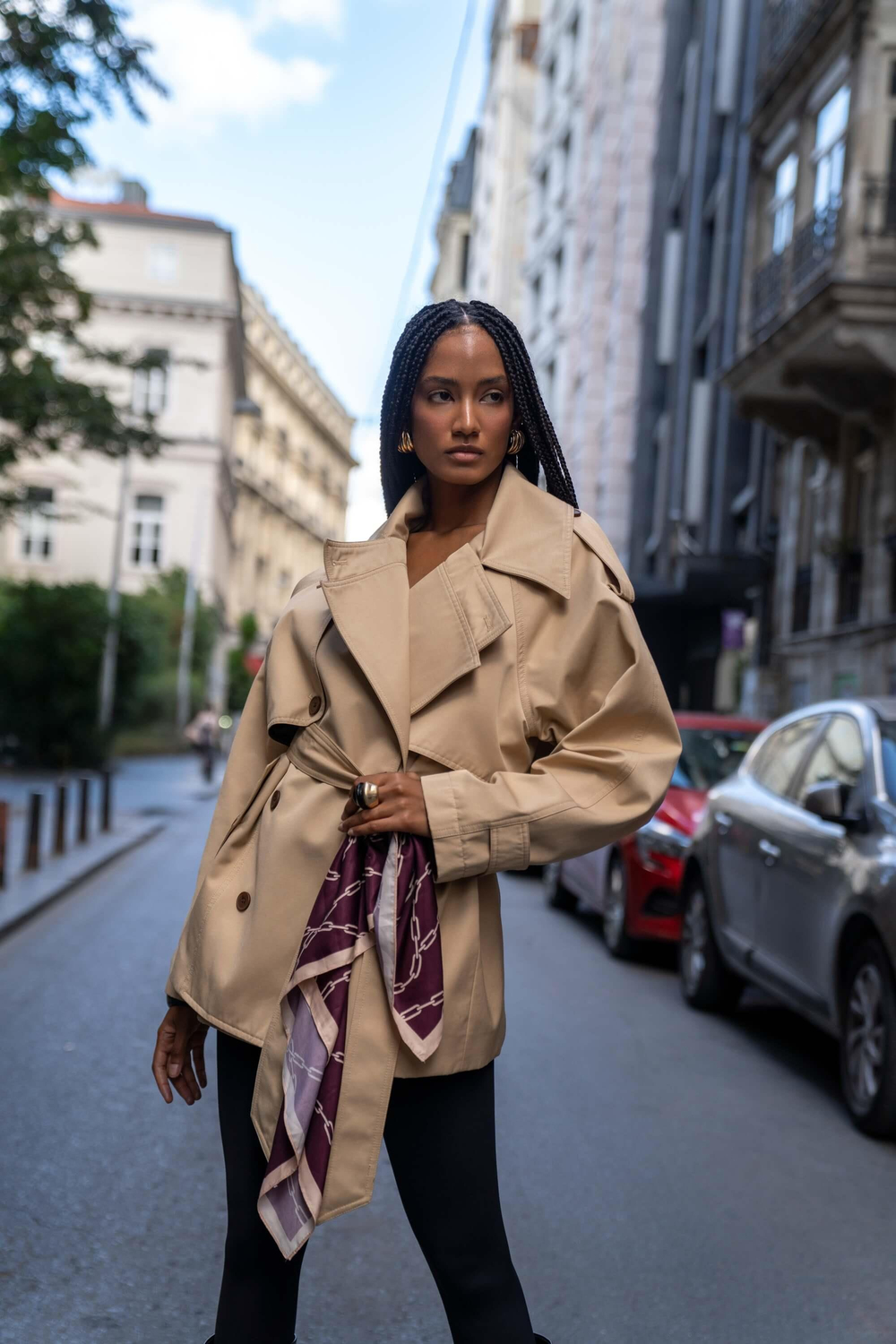 Tyra Camel Kemerli Kısa Trençkot