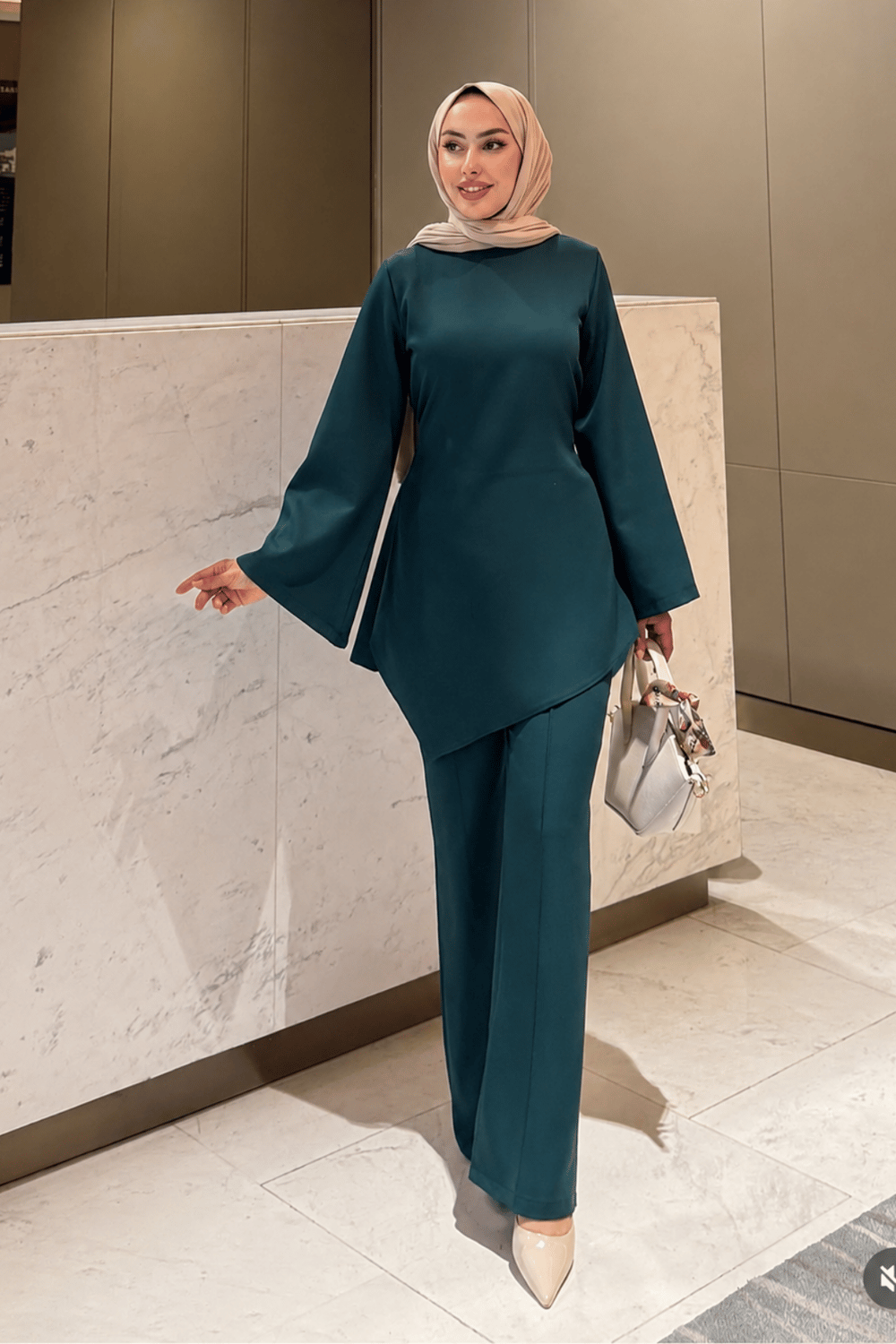 Helin Tesettür Takım Yeşil