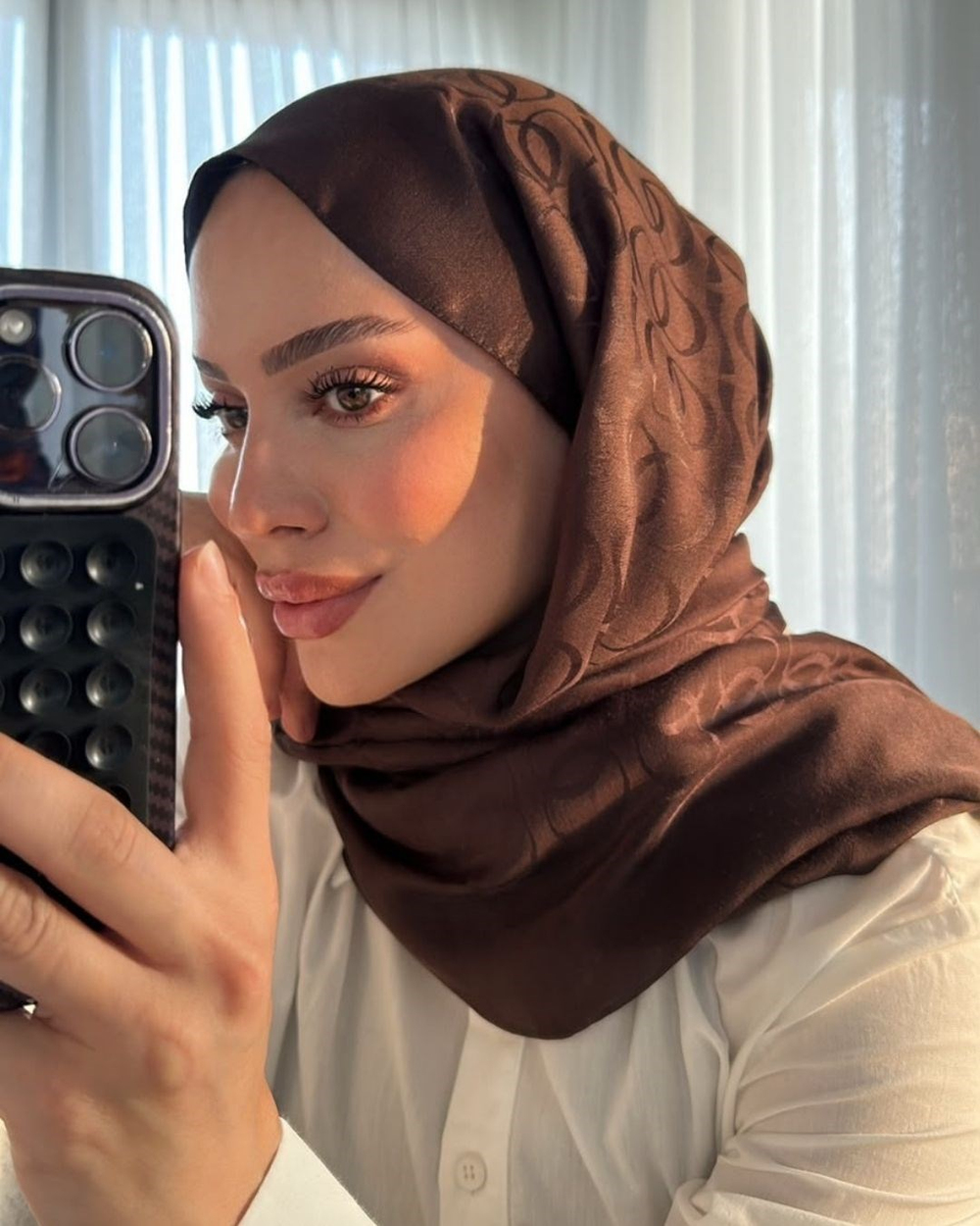 Acı Kahve Imannoor Ester Desen Pamuk Jakar Şal