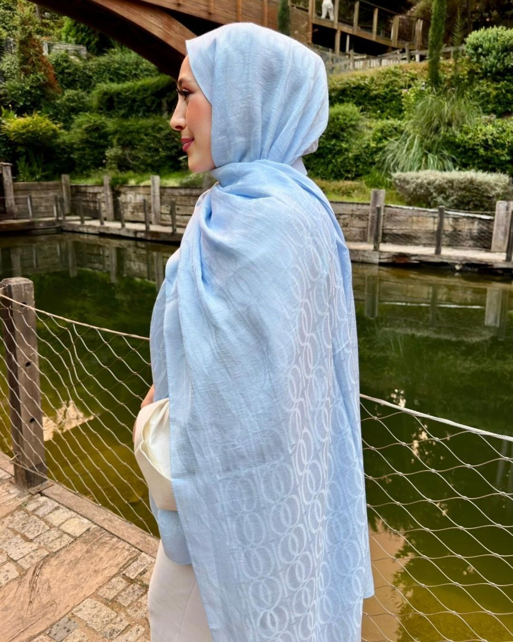 Bebe Mavi Imannoor Aura Desen Pamuk Jakar Şal