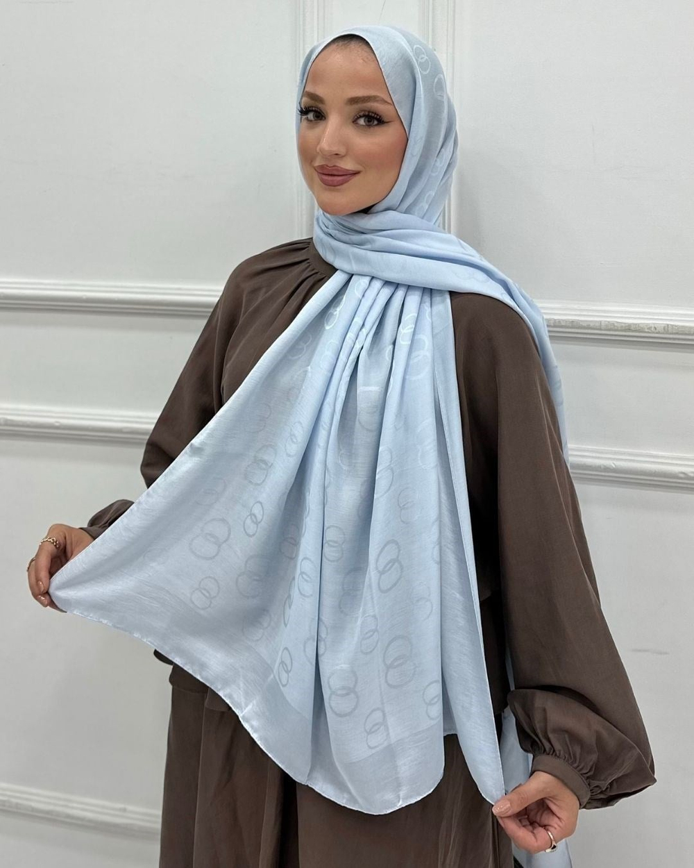 Bebe Mavi Imannoor Luna Desen Pamuk Jakar Şal