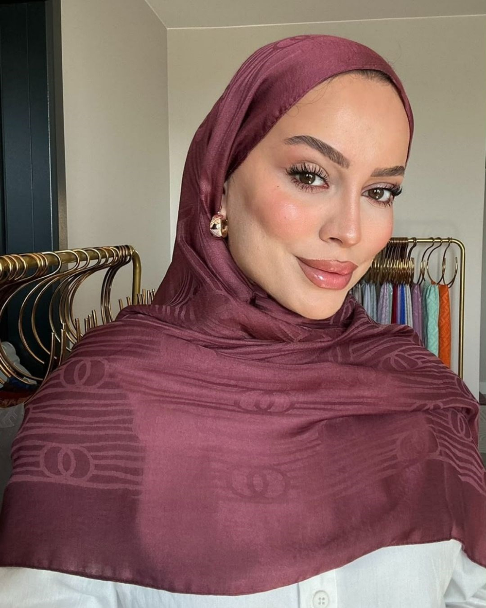 Bordo Imannoor Serena Desen Pamuk Jakar Şal