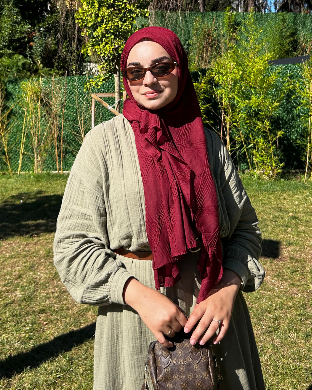 Bordo Terra Müslin Şal