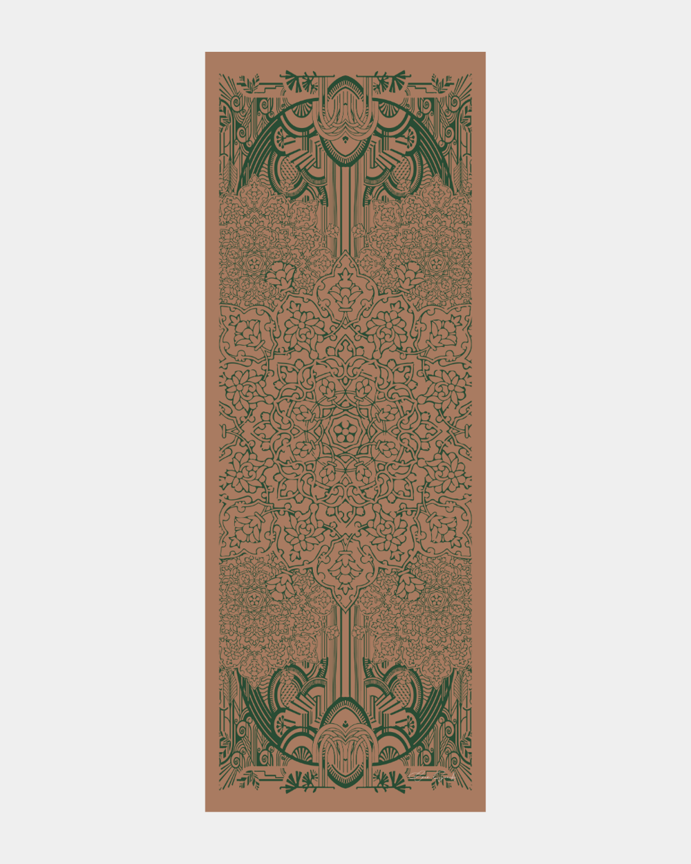 Bronz Şafak & Orman Yeşili Harem Rüyası Desen Şal