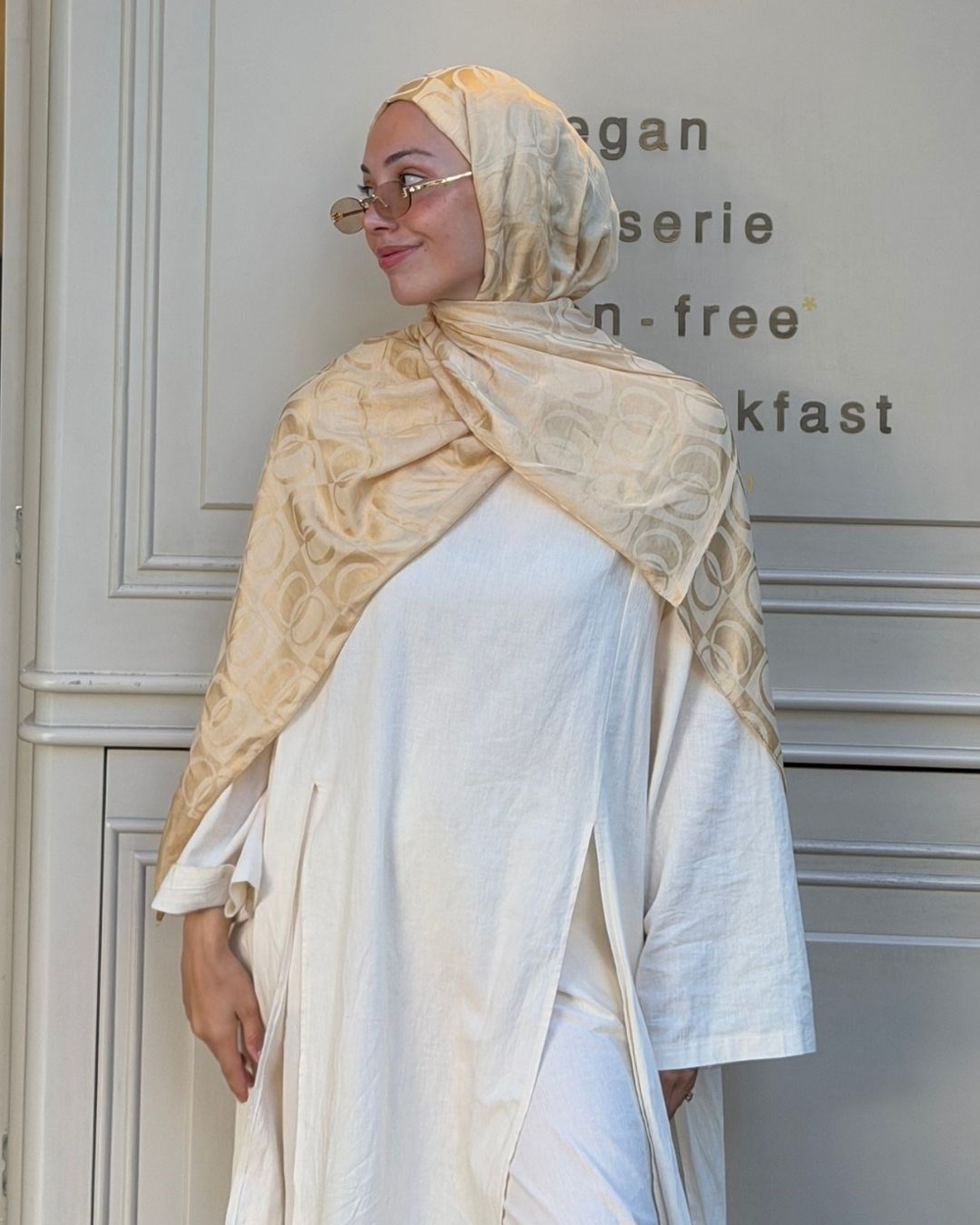Butter Imannoor Büyük Dama Desen Pamuk Jakar Şal