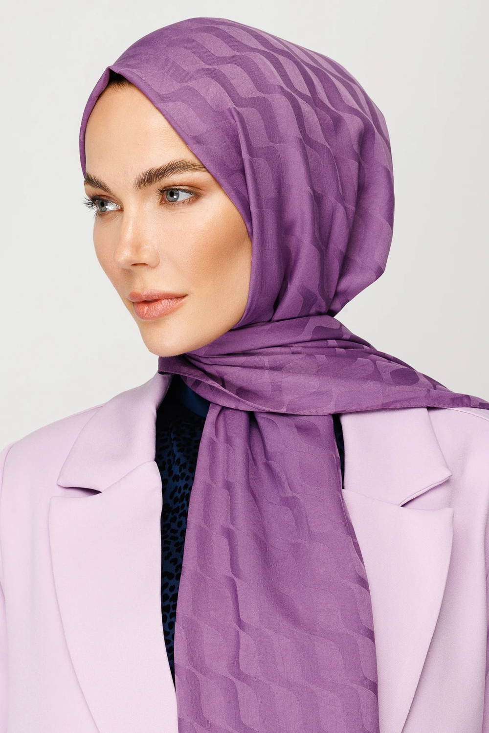Dalga Desen İpeksi Jakar Şal - Lavanta