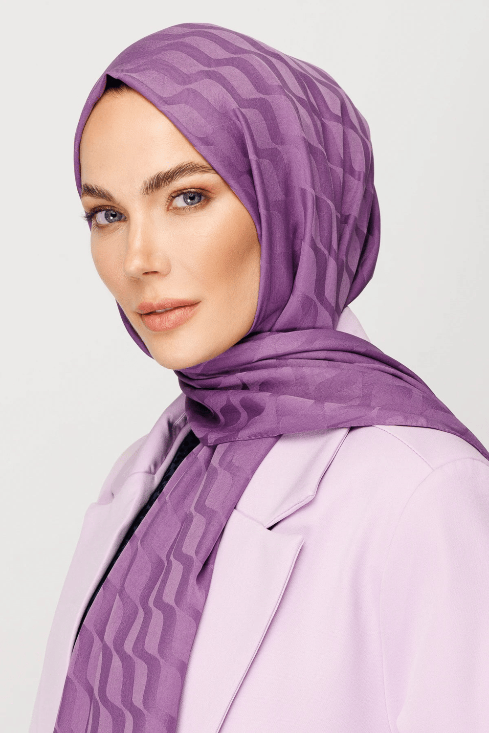 Dalga Desen İpeksi Jakar Şal - Lavanta
