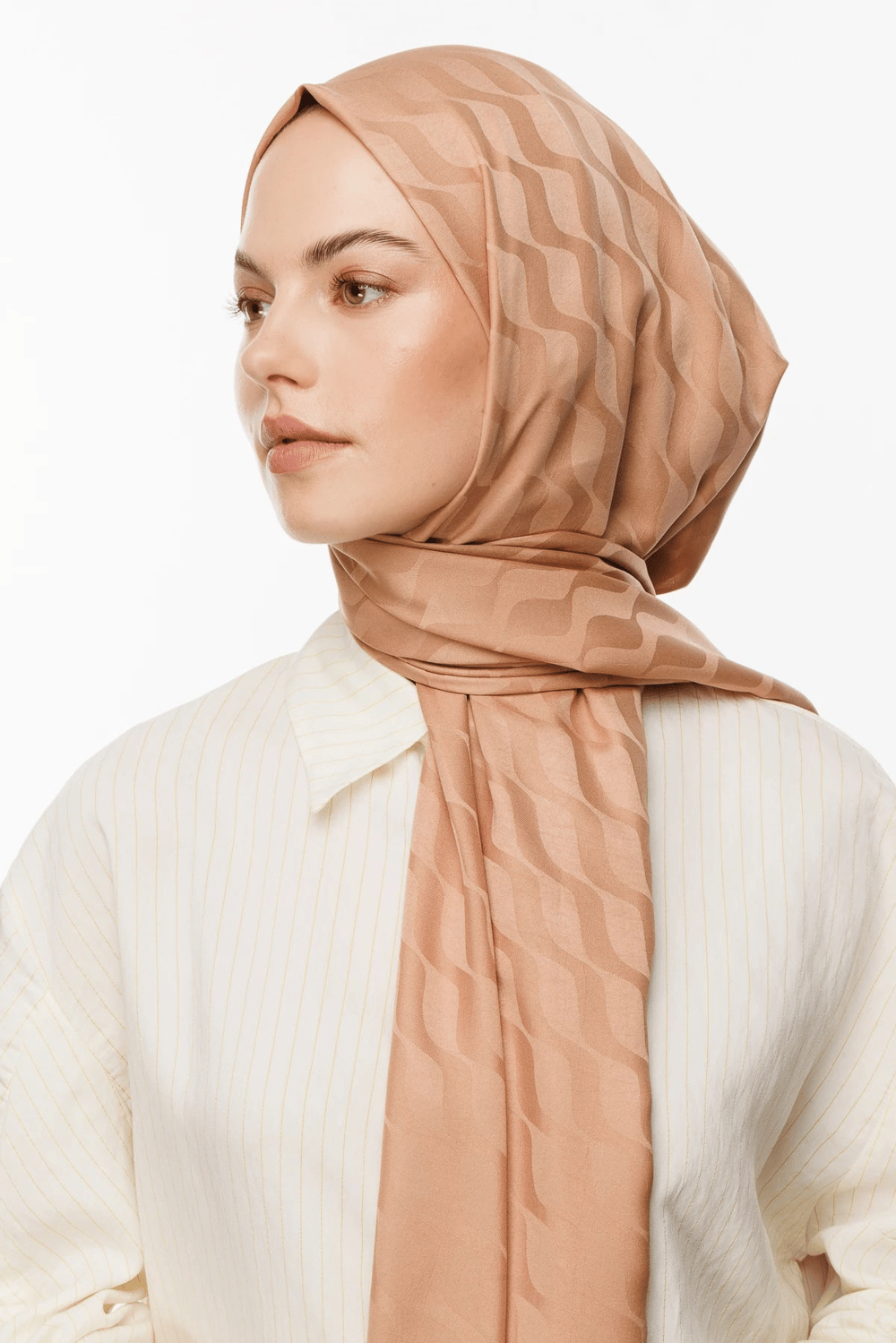 Dalga Desen İpeksi Jakar Şal - Rose