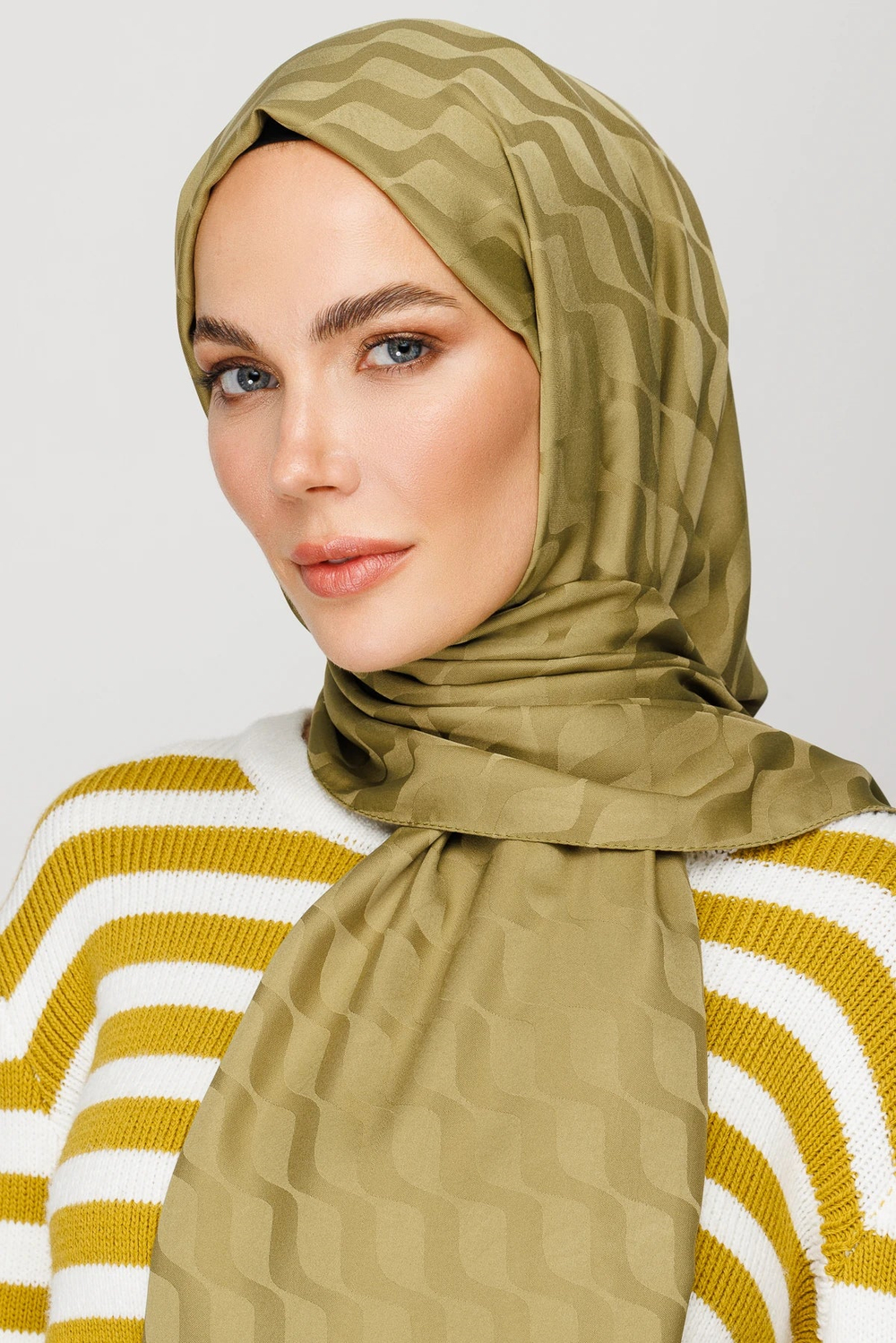 Dalga Desen İpeksi Jakar Şal - Soft Yeşil