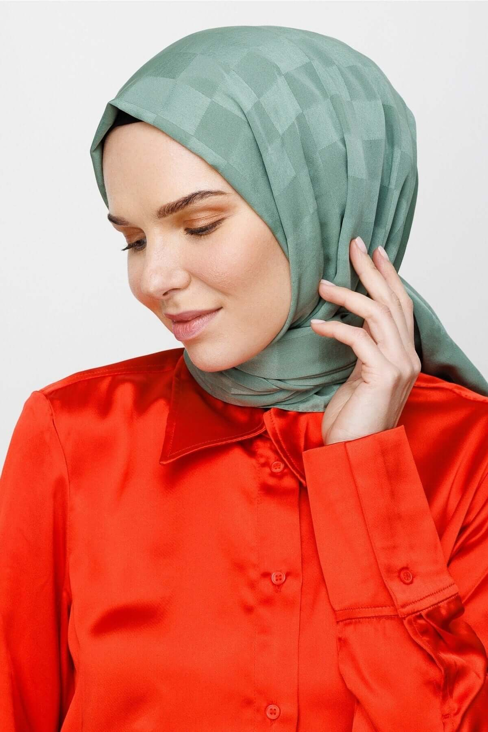 Dama Desen İpeksi Jakar Şal - Küf Yeşili