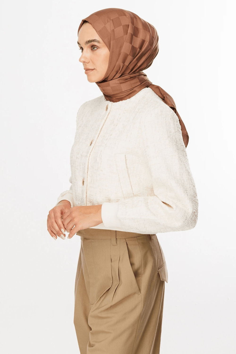 Dama Desen İpeksi Jakar Şal - Yalı
