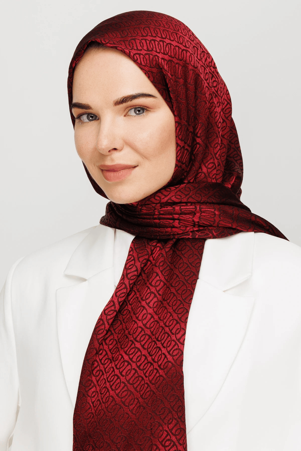 Forever Desen Parlak Jakar Şal - Bordo