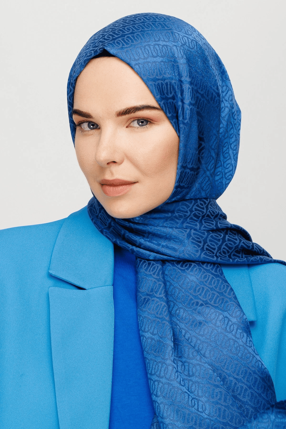 Forever Desen Parlak Jakar Şal - İndigo