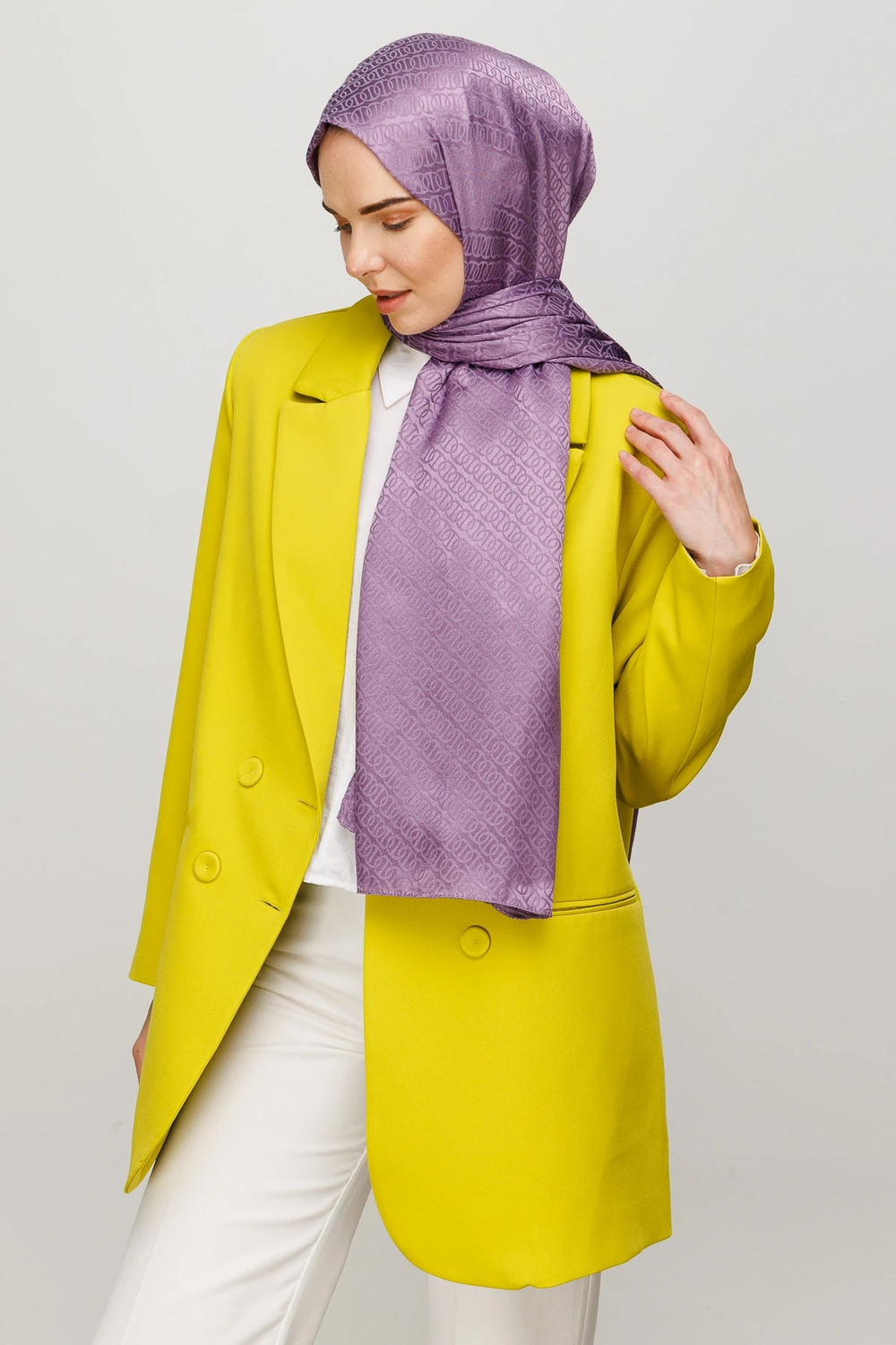 Forever Desen Parlak Jakar Şal - Lavanta