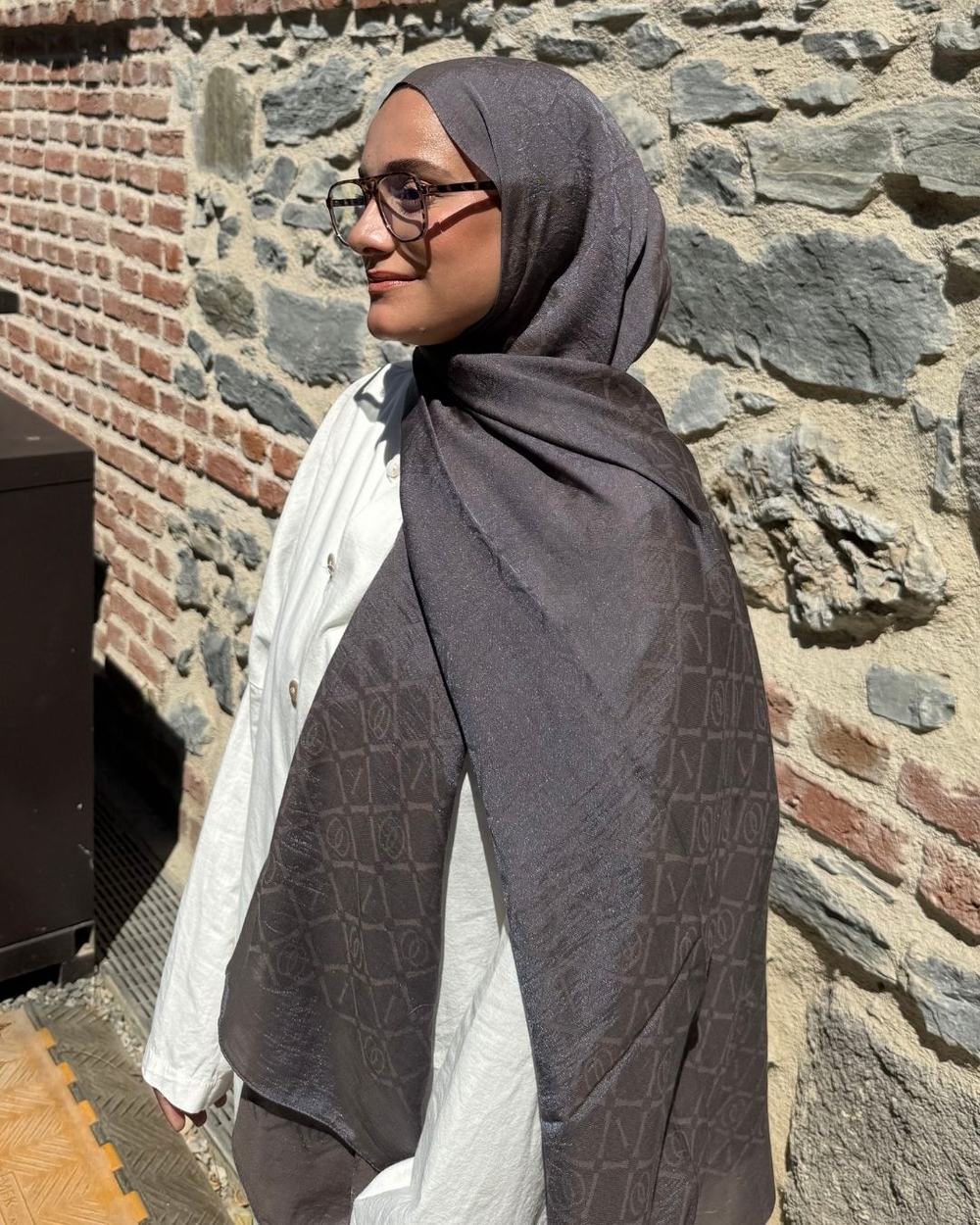 Füme Imannoor Matris Desen Pamuk Jakar Şal