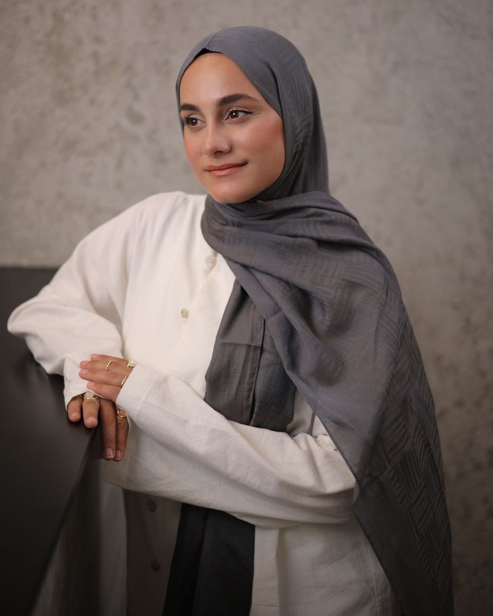 Füme Imannoor Ritim Desen Pamuk Jakar Şal