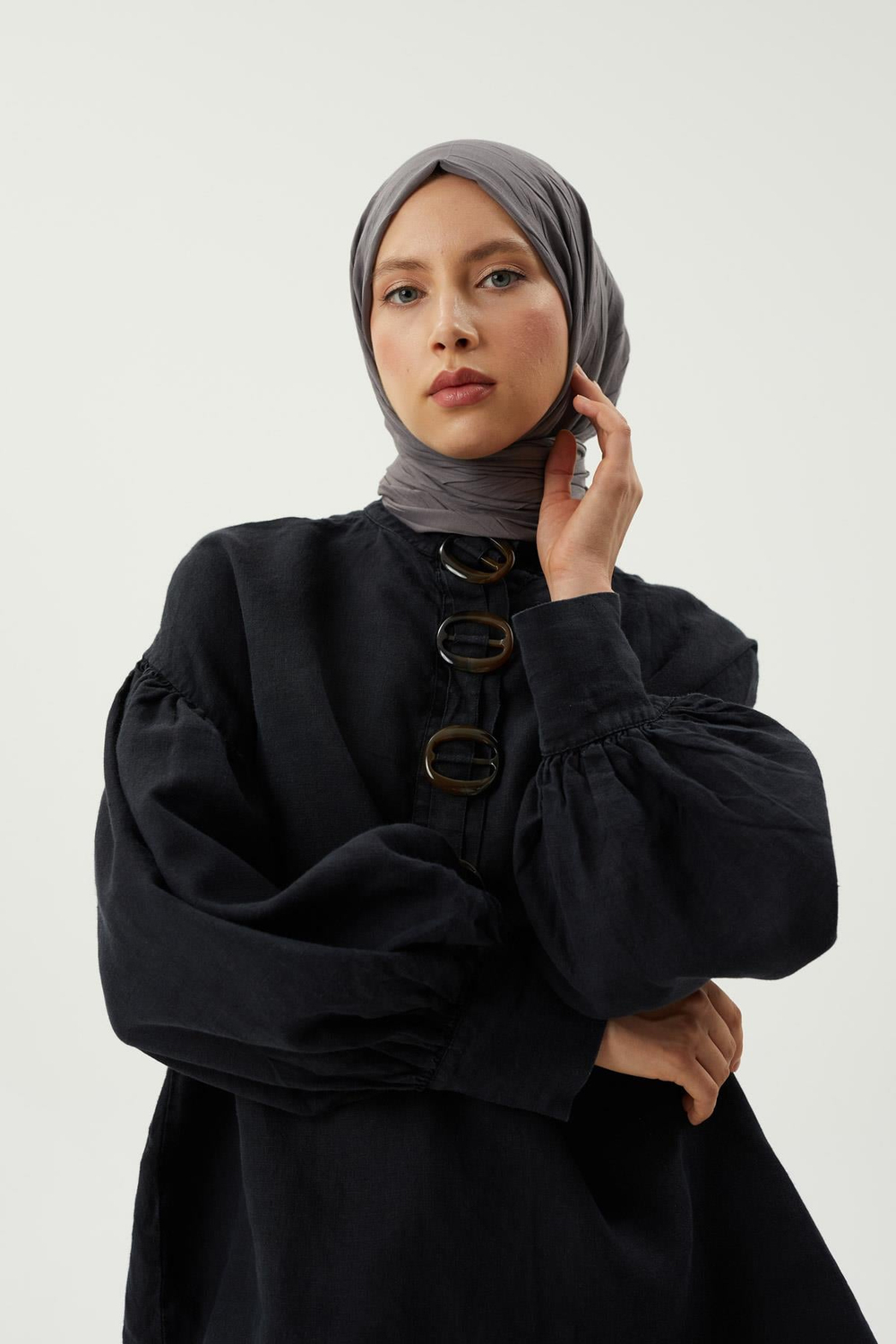 Gri Piliseli Bambu Şal