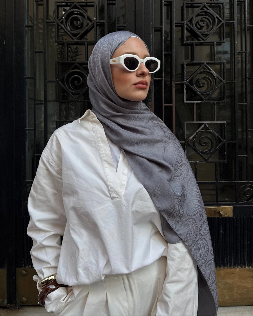 Gri Rumi Desen Jakar Şal