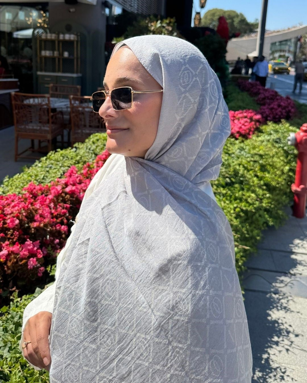 Gümüş Imannoor Matris Desen Pamuk Jakar Şal