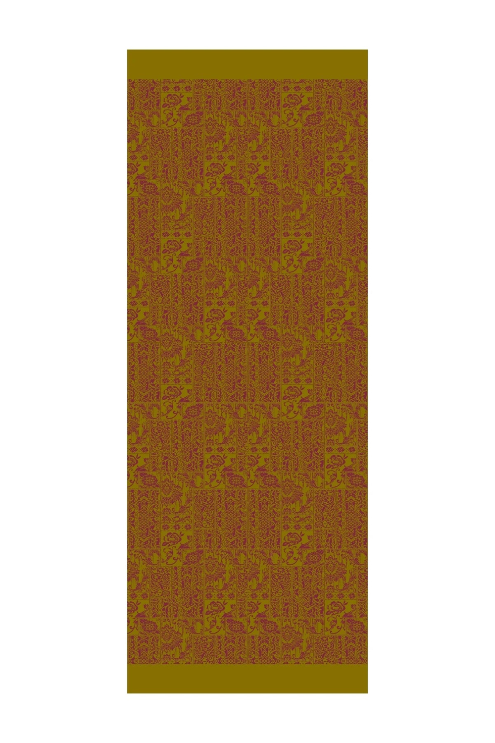 Henna Desen Çift Taraflı Şal - Yağ Yeşili-Mürdüm