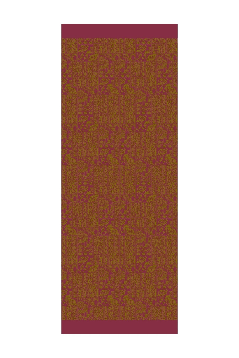 Henna Desen Çift Taraflı Şal - Yağ Yeşili-Mürdüm