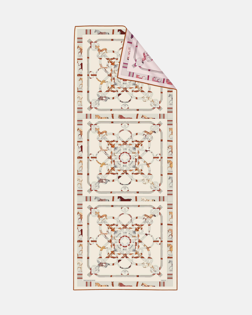 İthal Bej & Pudra H Horse Desen Twill İpek Şal 