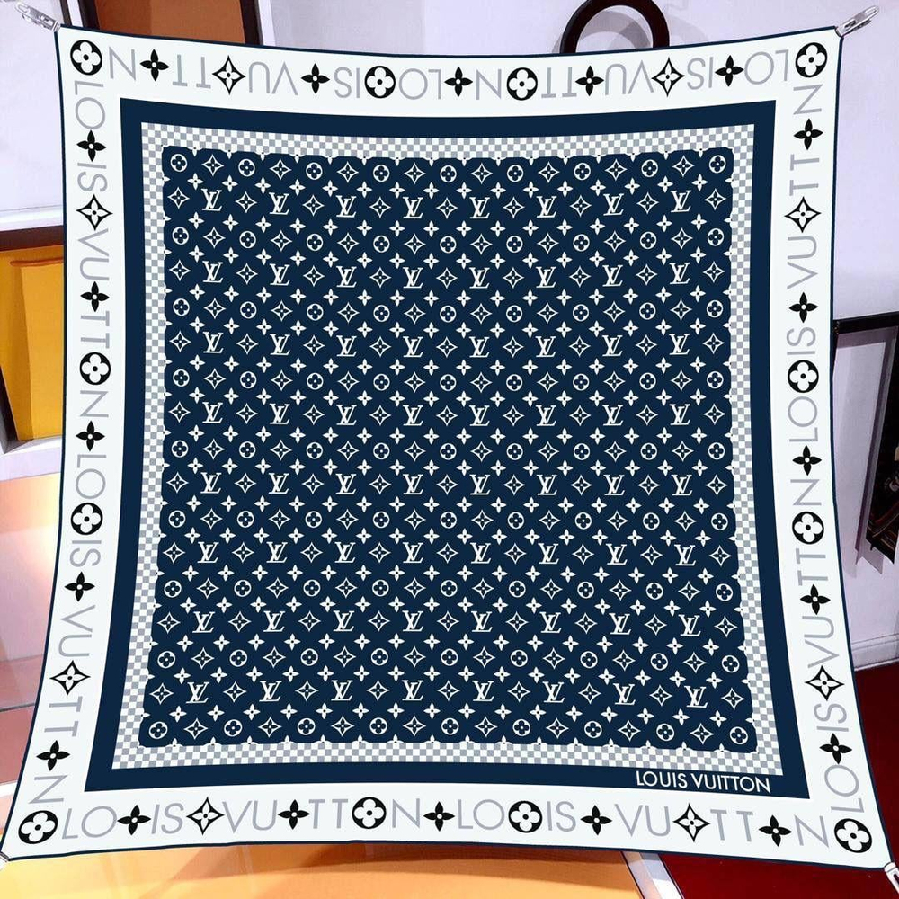 İthal Lacivert LV Classic Twill İpek Eşarp