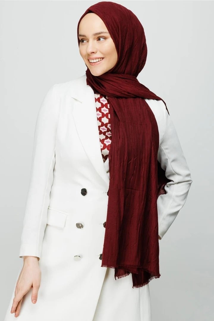 Koyu Bordo Bambu Şal