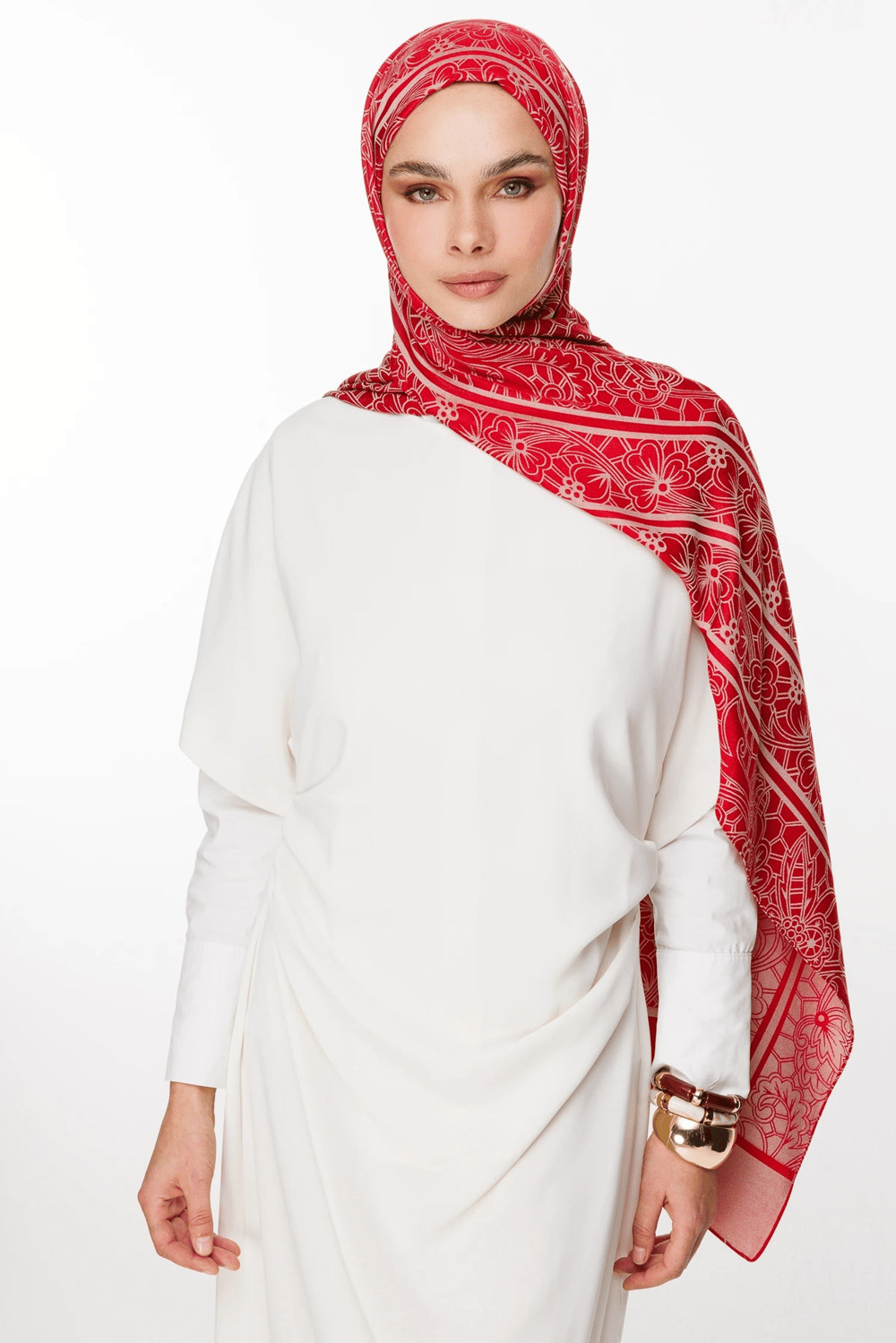 Lavin Desen Çift Taraflı Şal - Bordo-Mint Yeşili