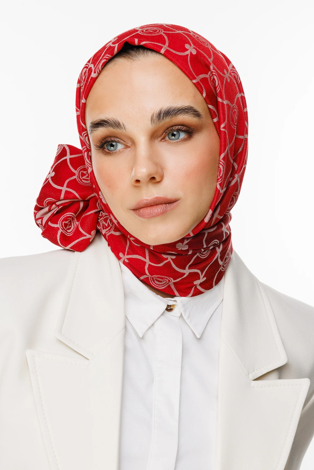 Marrakech Desen Çift Taraflı Şal - Bordo-Mint Yeşili