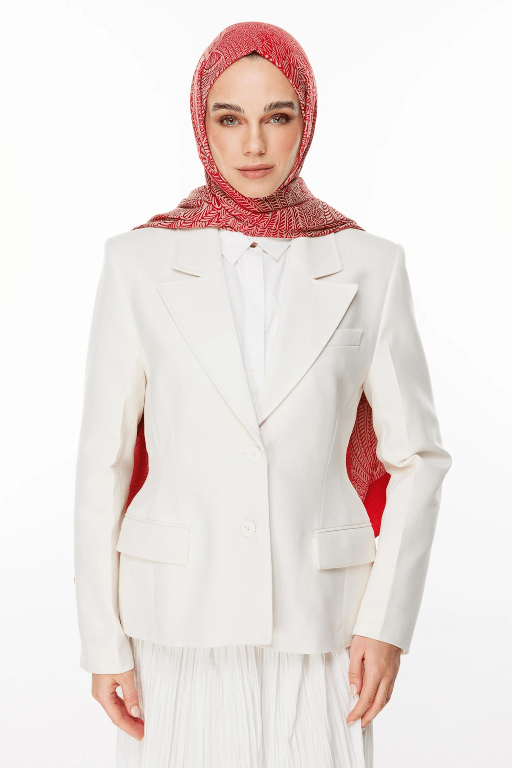 Mayra Desen Çift Taraflı Şal - Bordo-Mint Yeşili