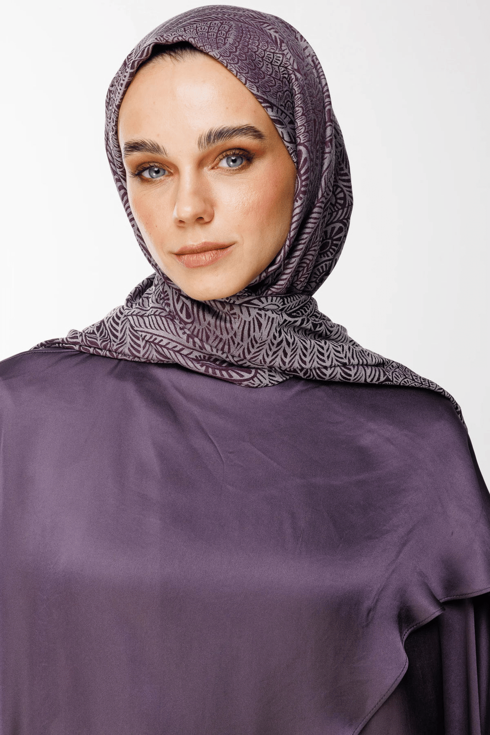 Mayra Desen Çift Taraflı Şal - Mor-Gri