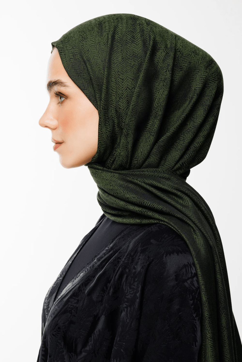 Mayra Desen Çift Taraflı Şal - Siyah-Haki