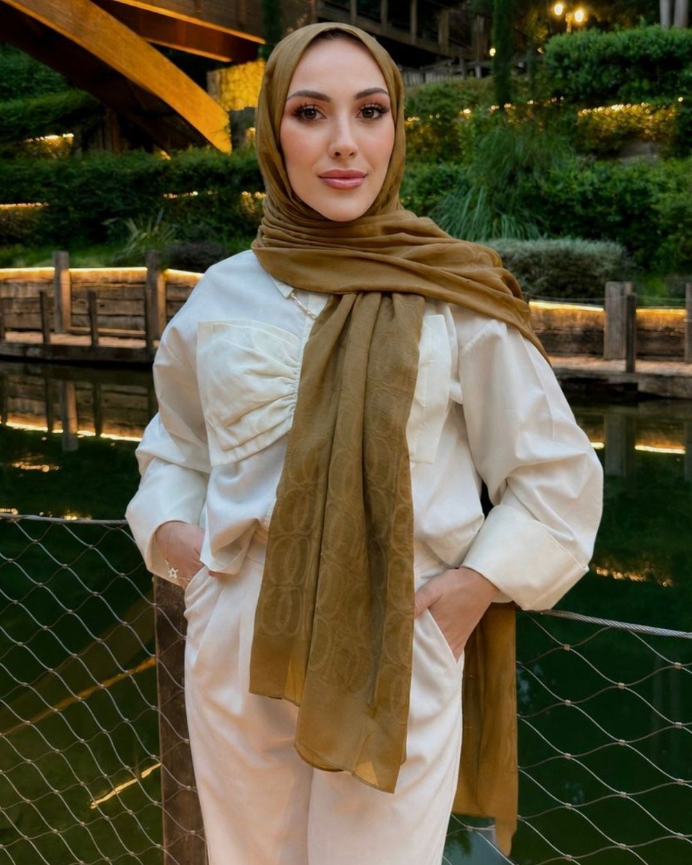Mocha Imannoor Aura Desen Pamuk Jakar Şal