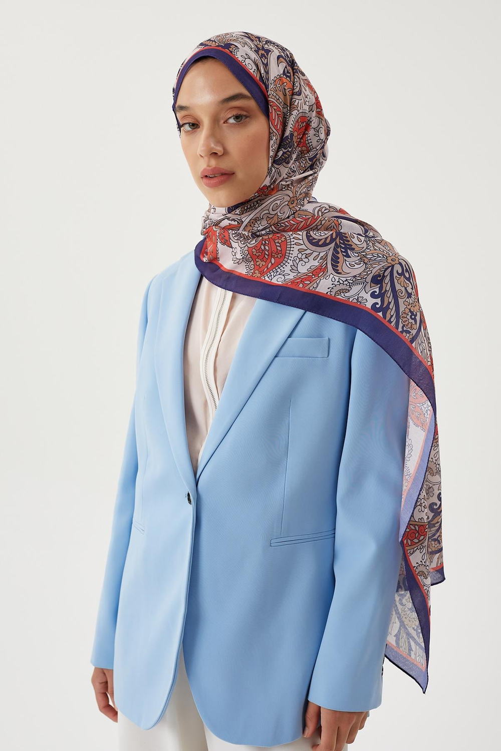 Morcivert & Nude Retro Desen Şal