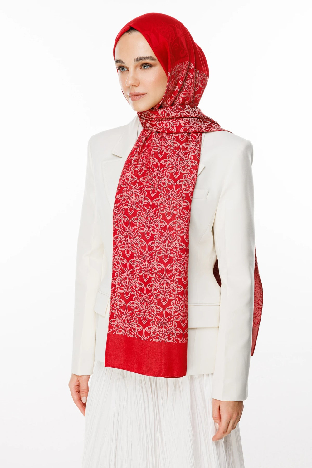 Nora Desen Çift Taraflı Şal - Bordo-Mint Yeşili