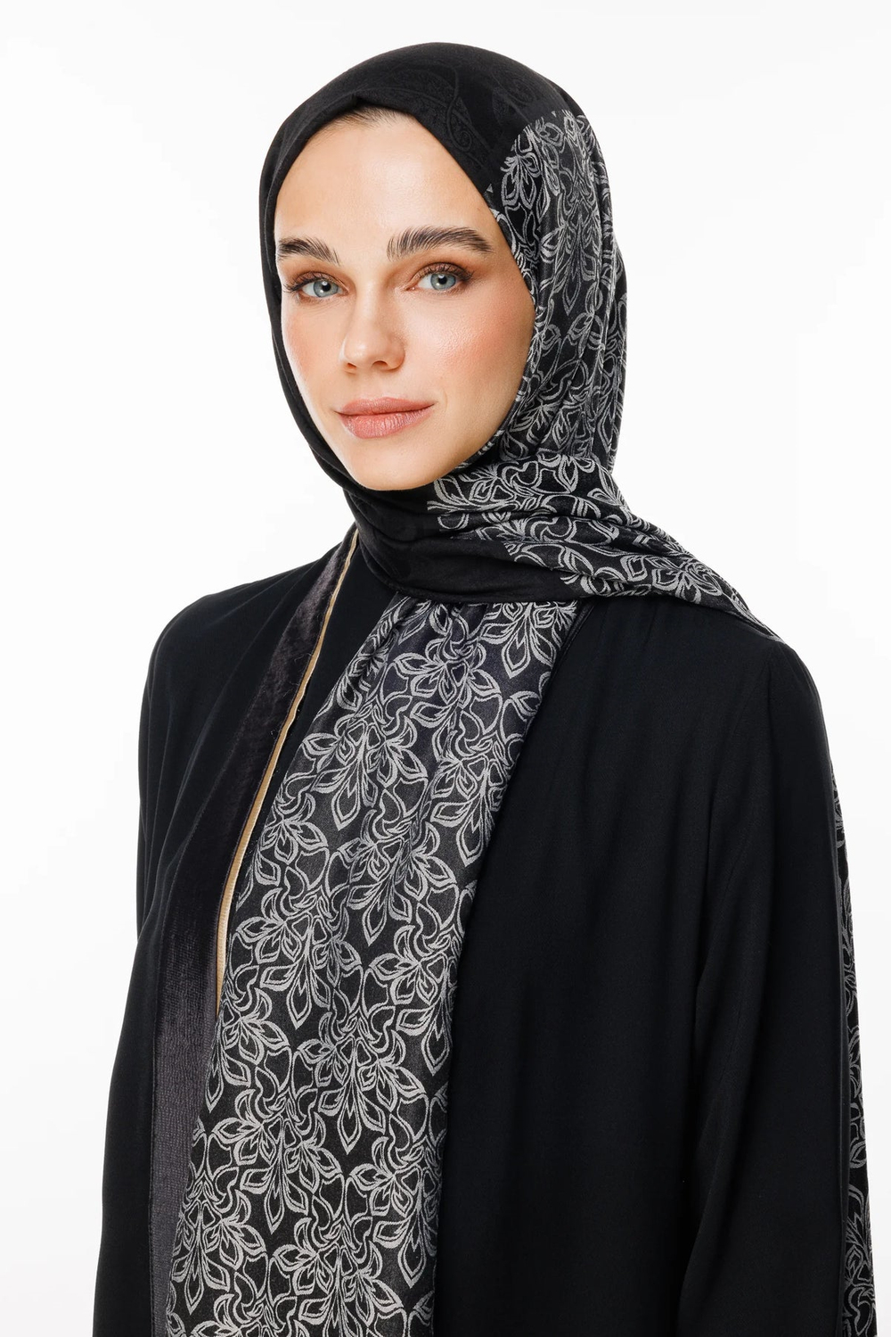 Nora Desen Çift Taraflı Şal - Siyah-Siyah