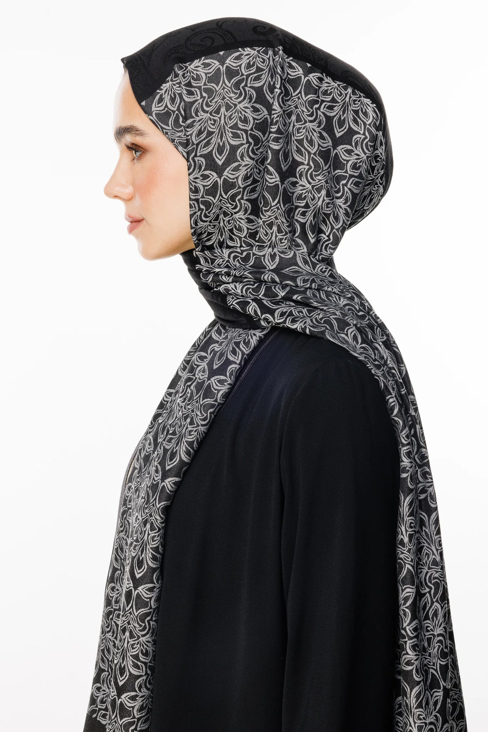 Nora Desen Çift Taraflı Şal - Siyah-Siyah