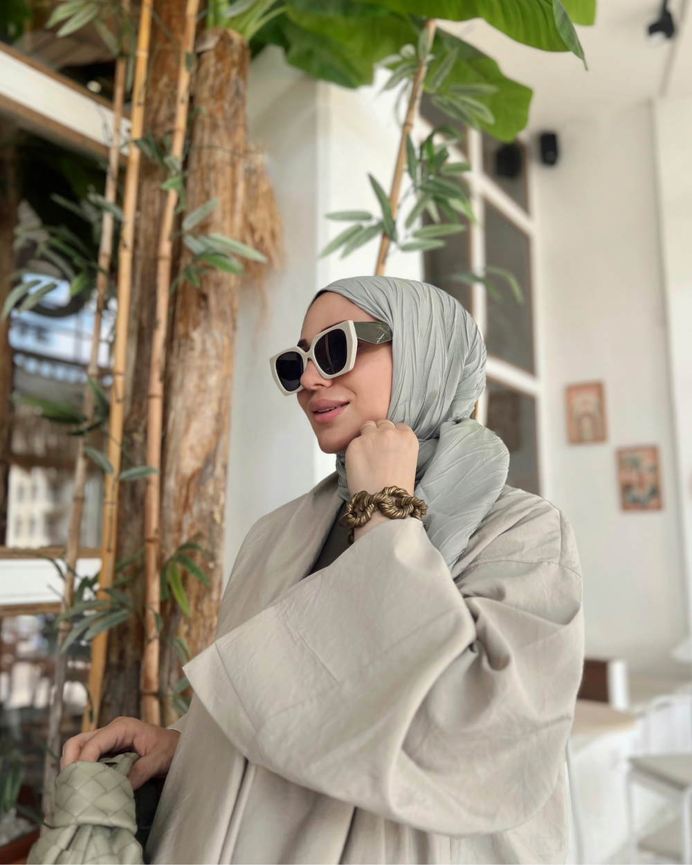 Pastel Yeşili Piliseli Bambu Şal