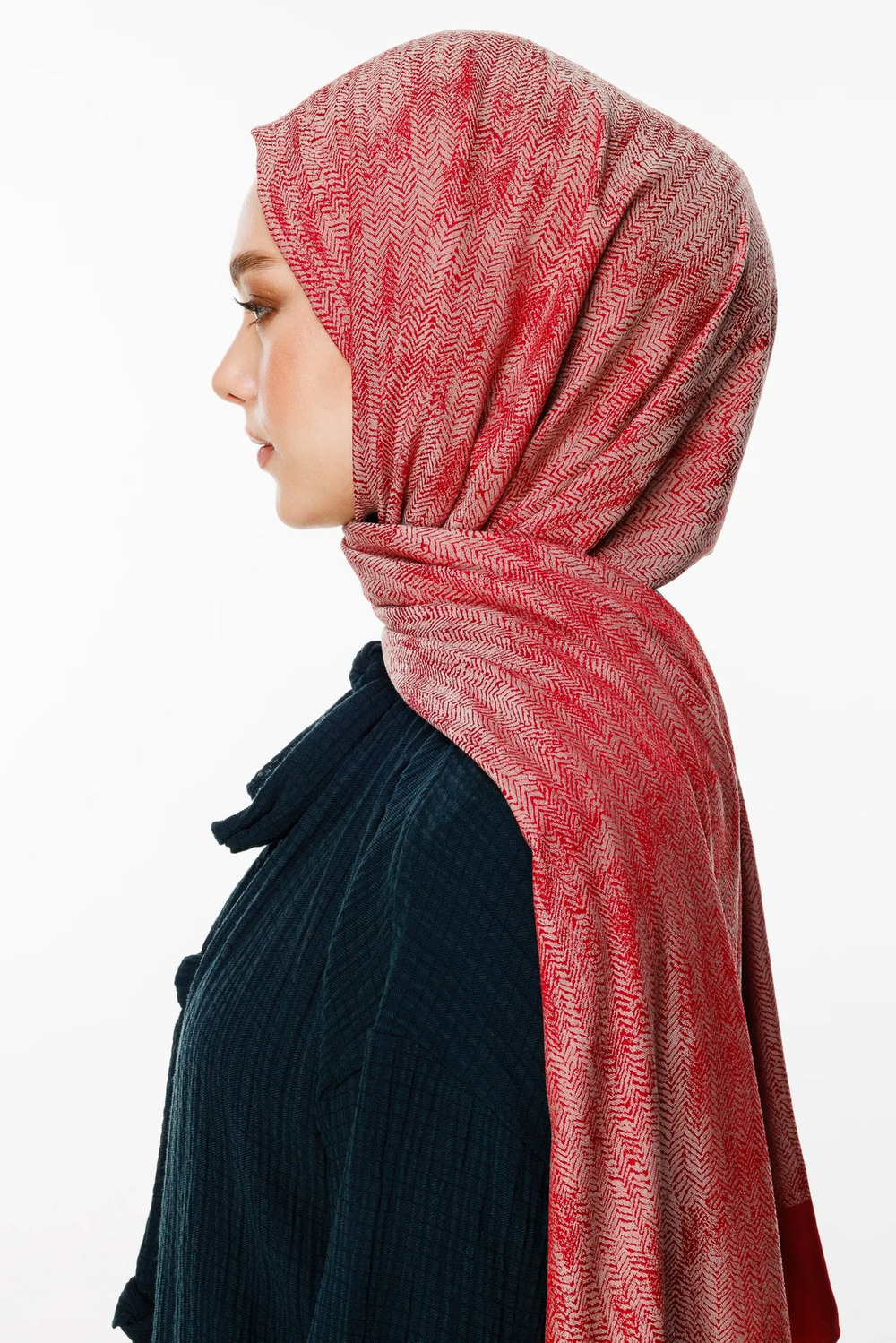Sahra Desen Çift Taraflı Şal - Bordo-Mint Yeşili