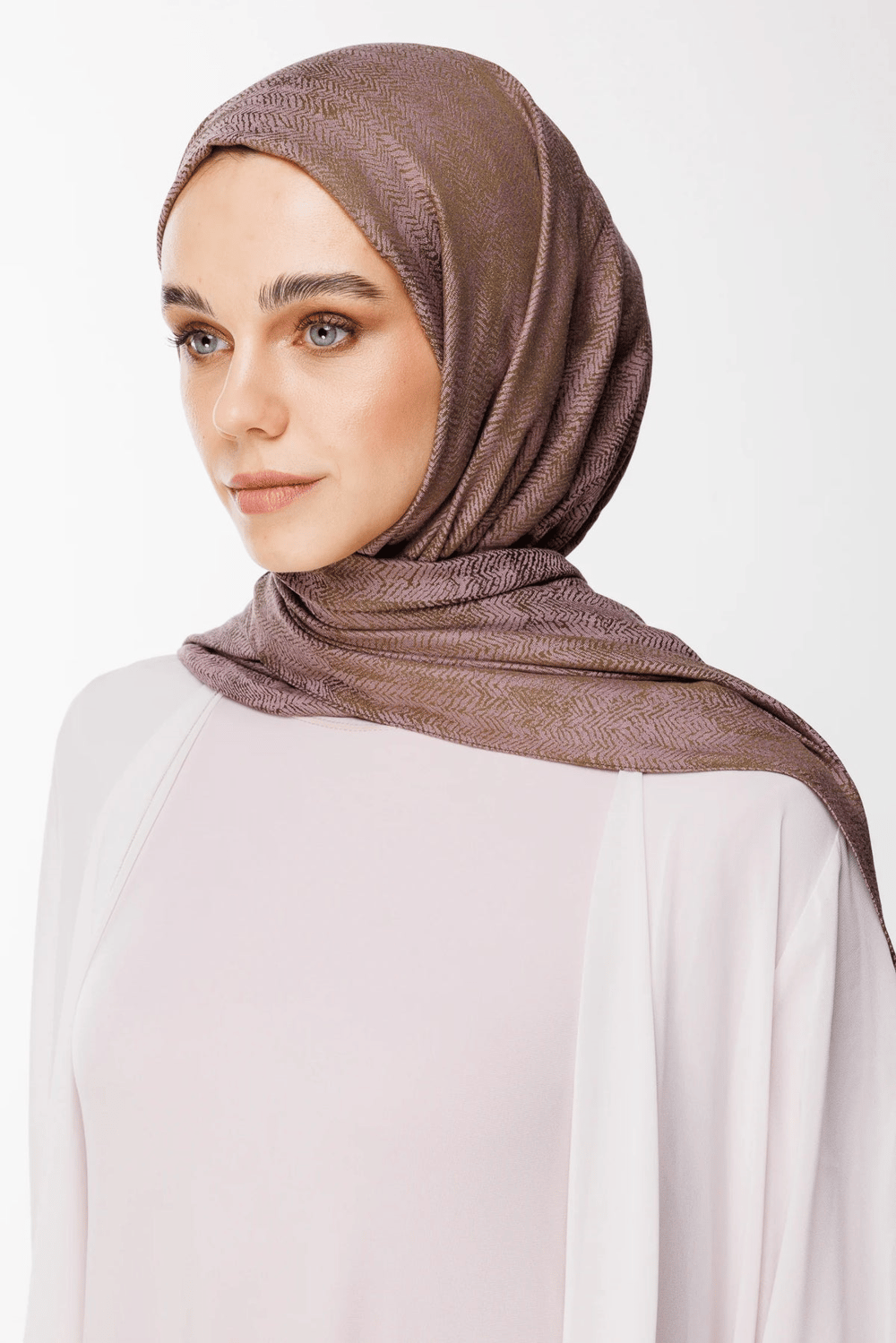 Sahra Desen Çift Taraflı Şal - Koyu Haki-Koyu Gül Kurusu