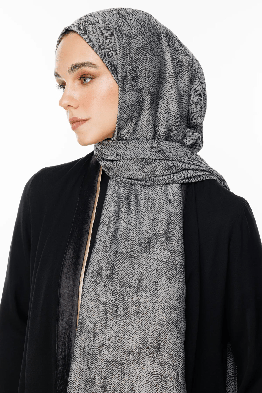 Sahra Desen Çift Taraflı Şal - Siyah-Siyah