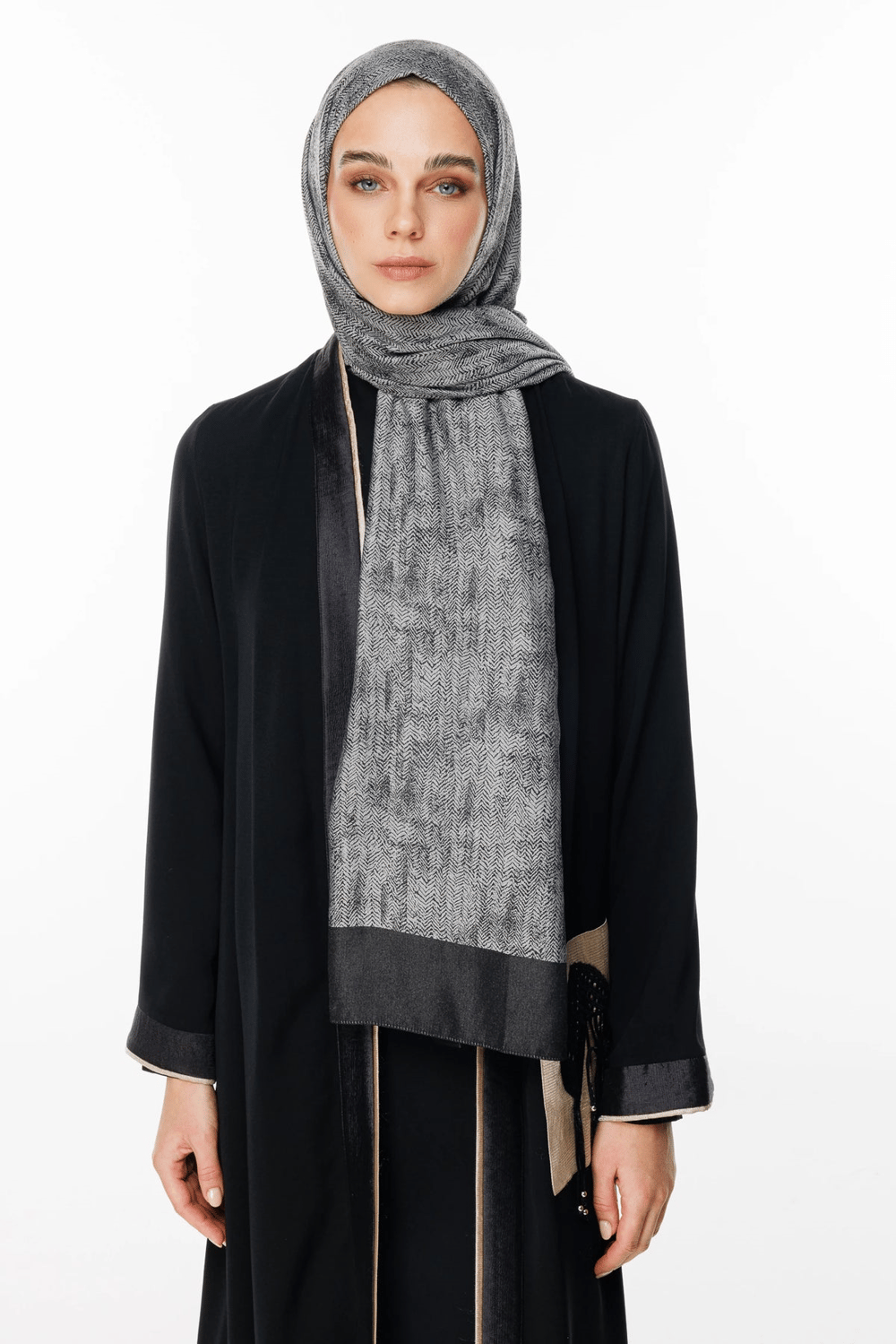 Sahra Desen Çift Taraflı Şal - Siyah-Siyah