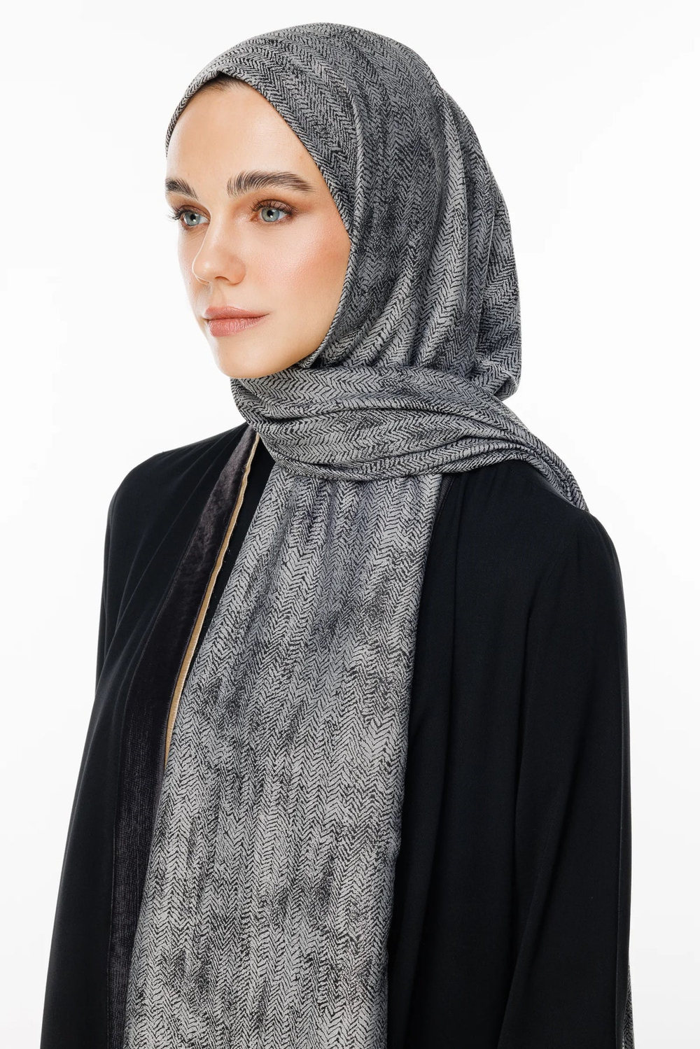 Sahra Desen Çift Taraflı Şal - Siyah-Siyah